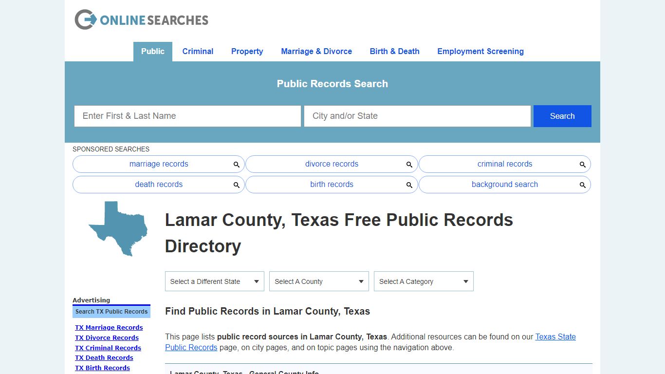 Lamar County, Texas Public Records Directory